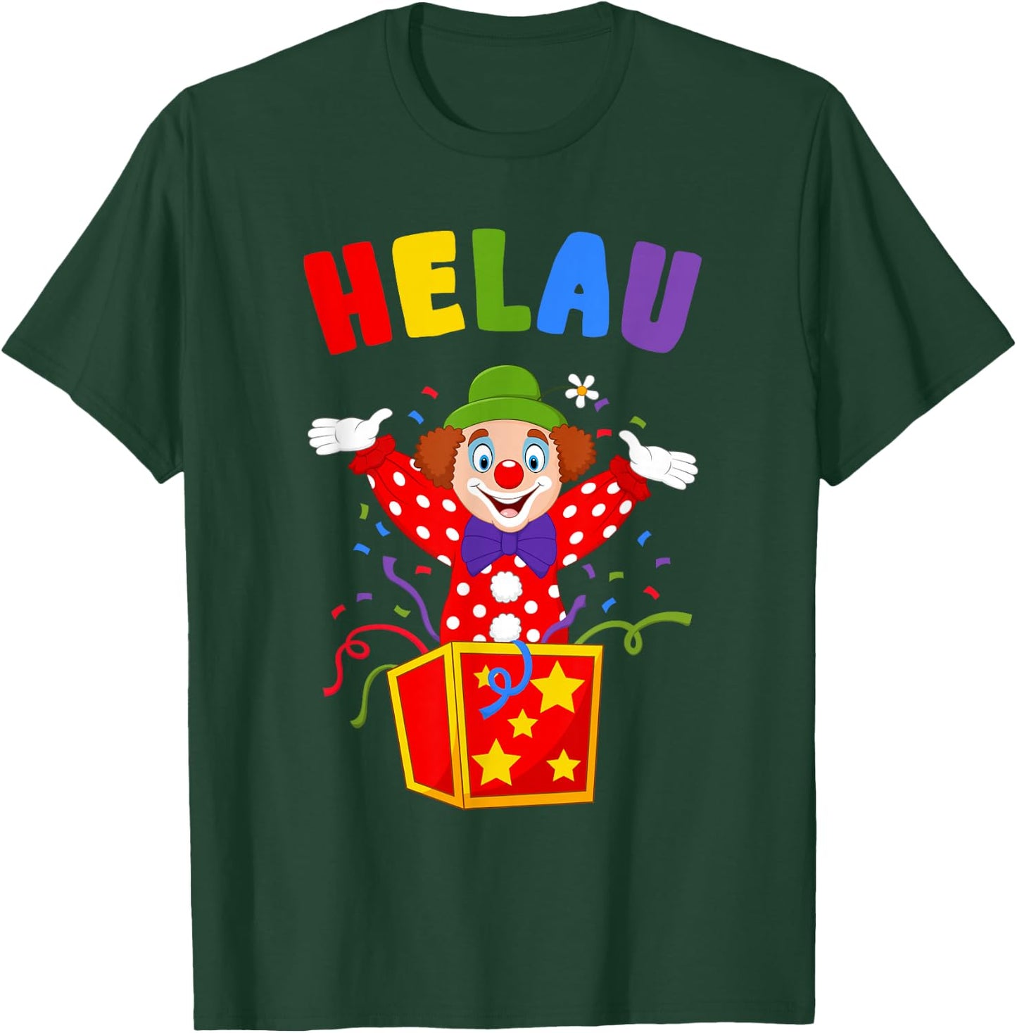 Helau Lustiges Fasching mit Clown Helau , black T-Shirt - T-Shirt | Forest