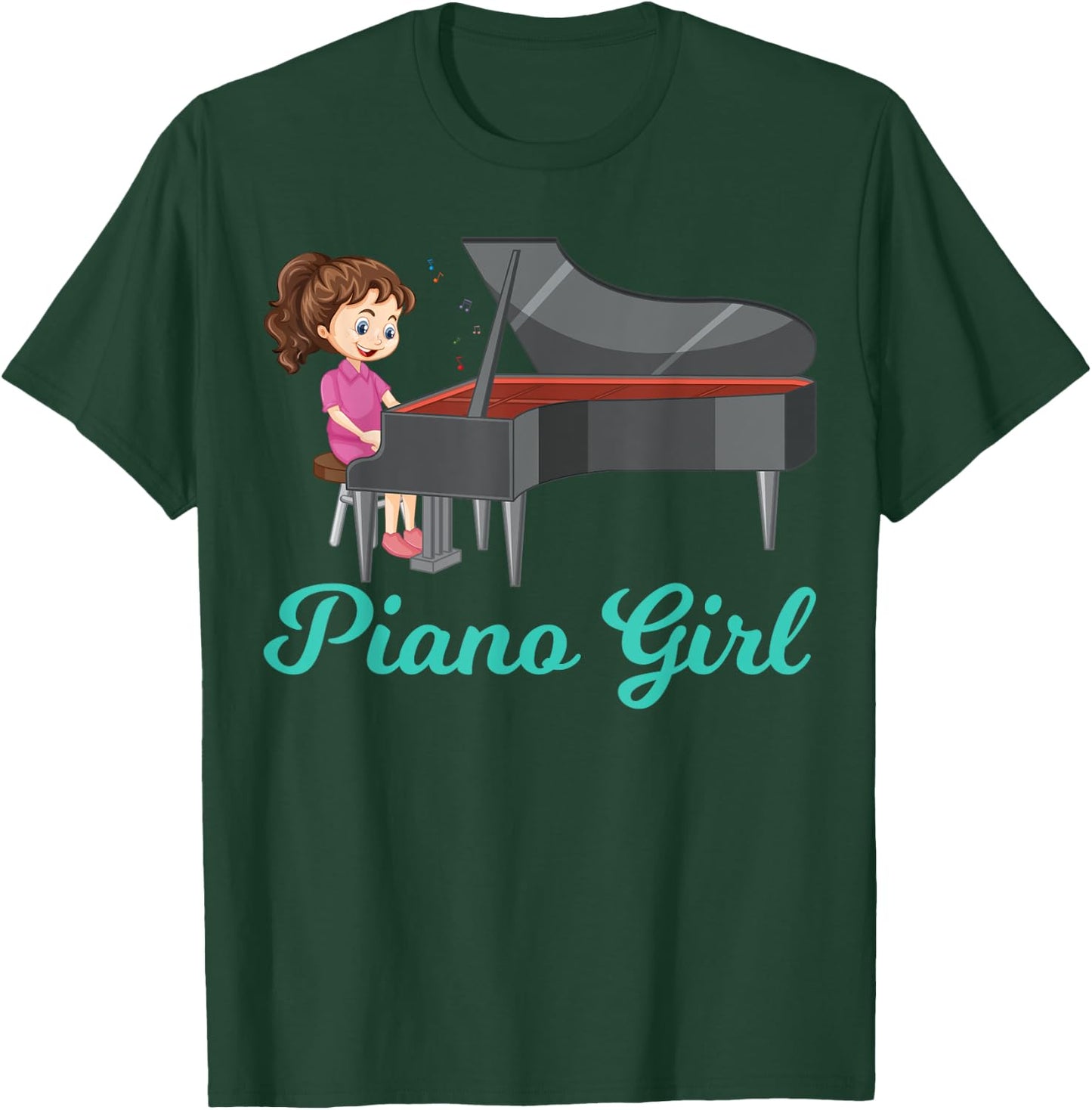 Girl Playing Piano Music Music Notes Pianist Piano Girl T-Shirt - T-Shirt | Forest