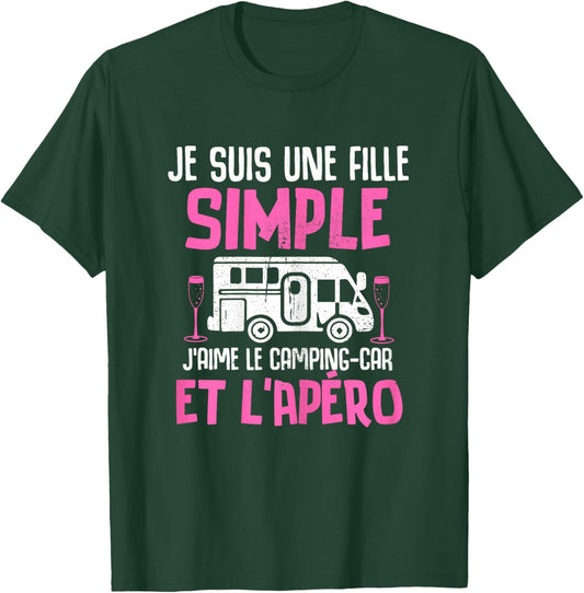 Simple Girl I Love the Camper Aperitif Woman Camper , Black T-Shirt - T-Shirt | Forest