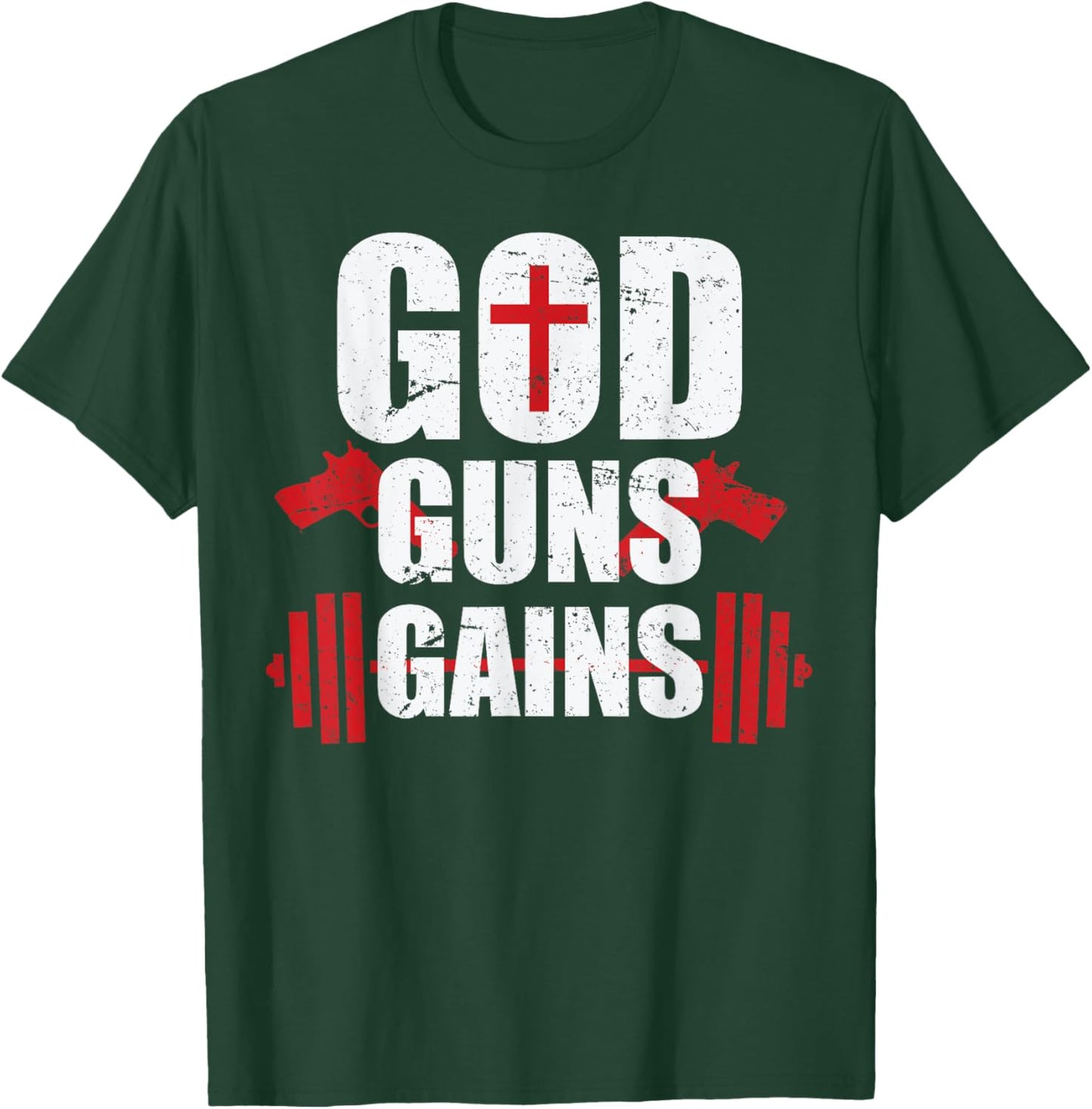 God Guns Gains T Shirt T-Shirt - T-Shirt | Forest