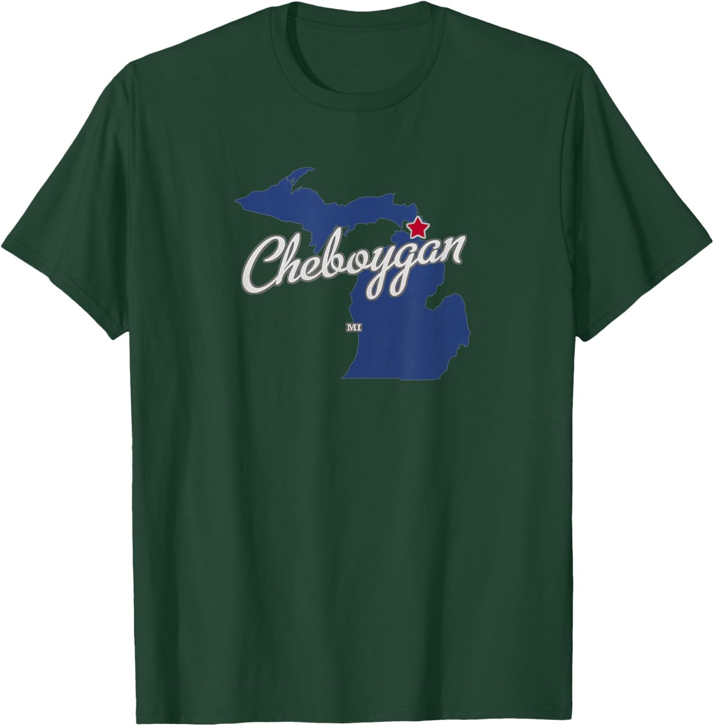 Cheboygan Michigan MI Map T-Shirt - T-Shirt | Forest