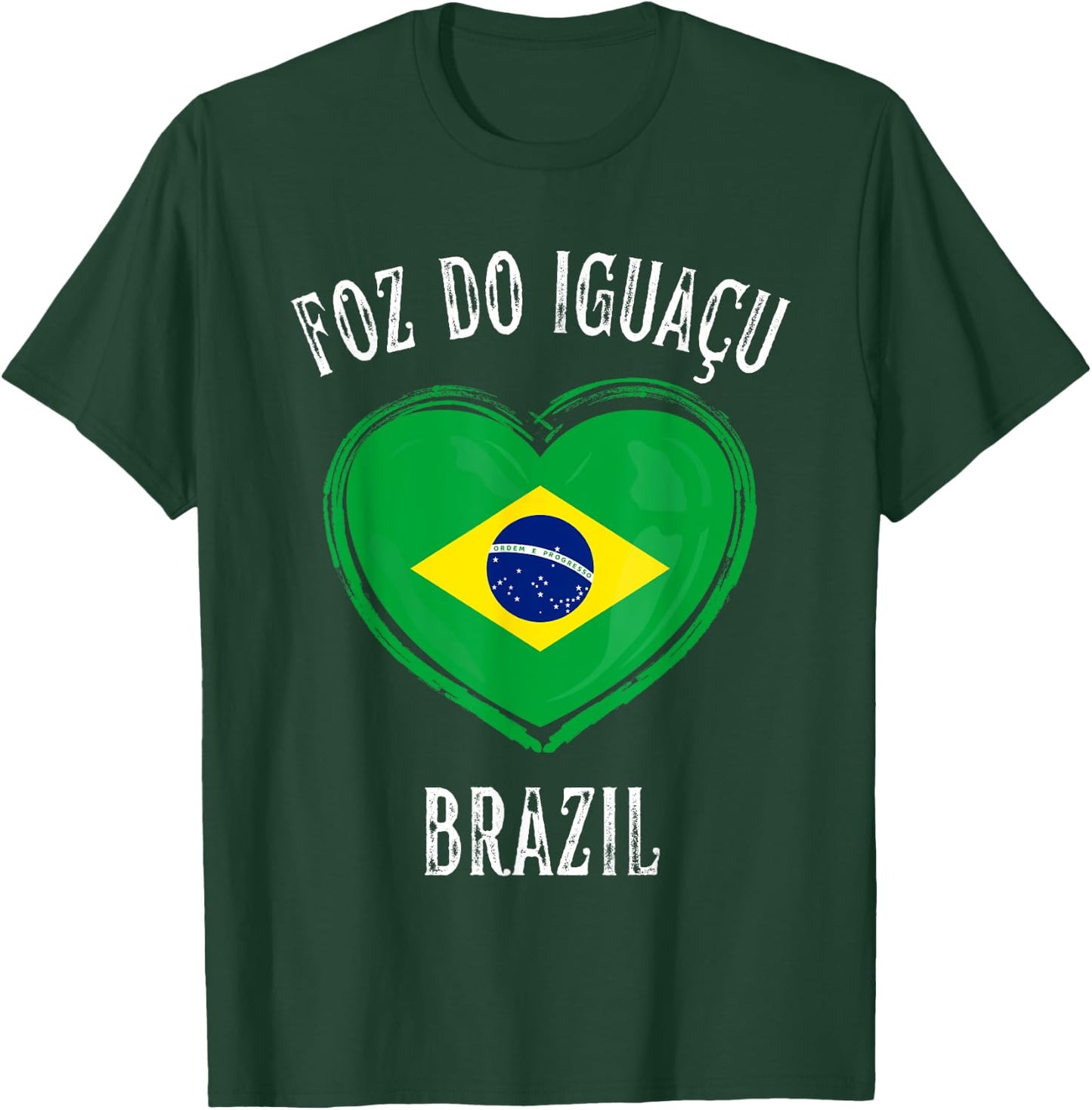 Brazil Flag Heart Foz Do Iguacu City T-Shirt - T-Shirt | Forest