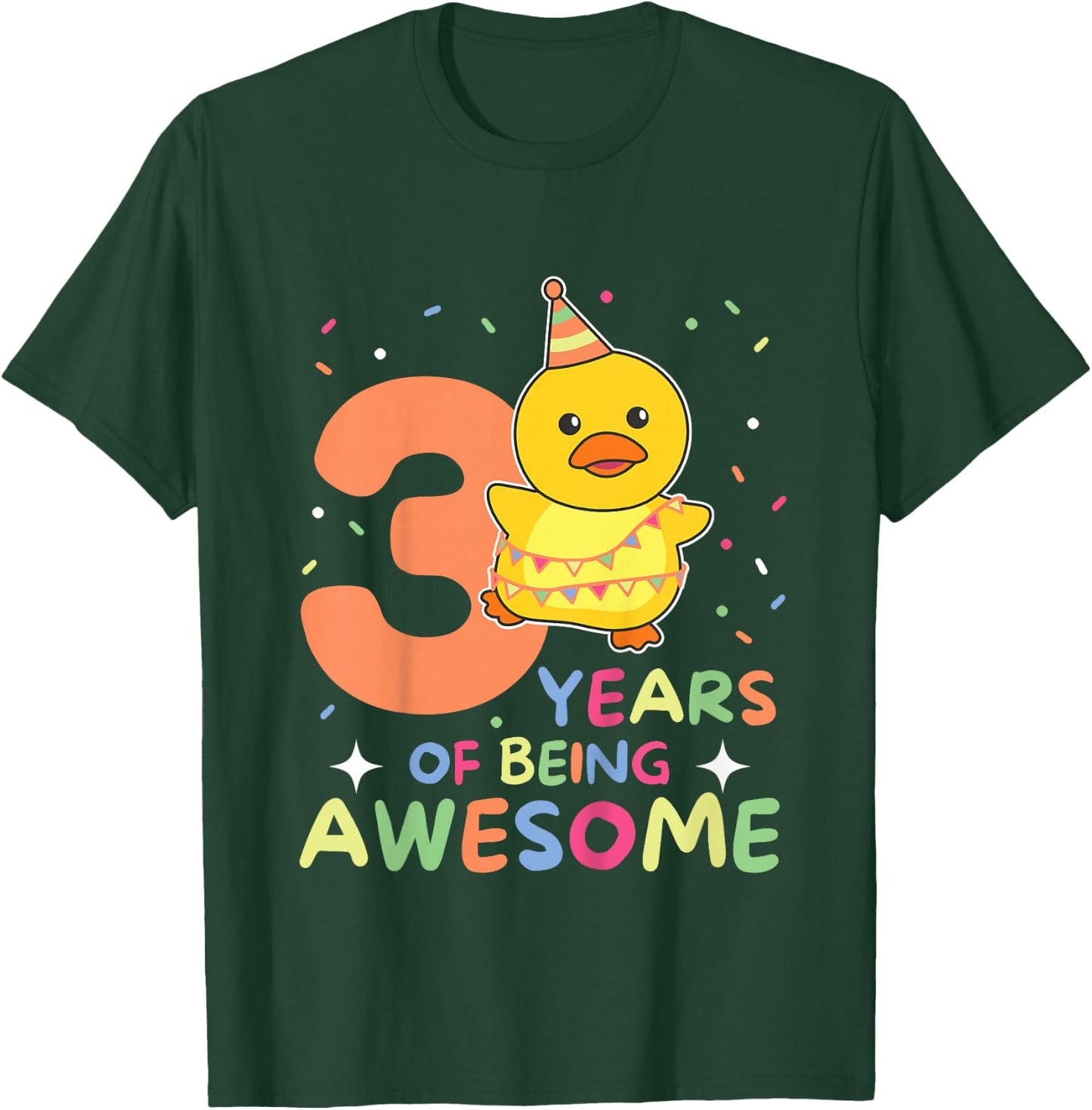 Duck For 3rd Birthday For Children Three Years Old T-Shirt - T-Shirt | Forest