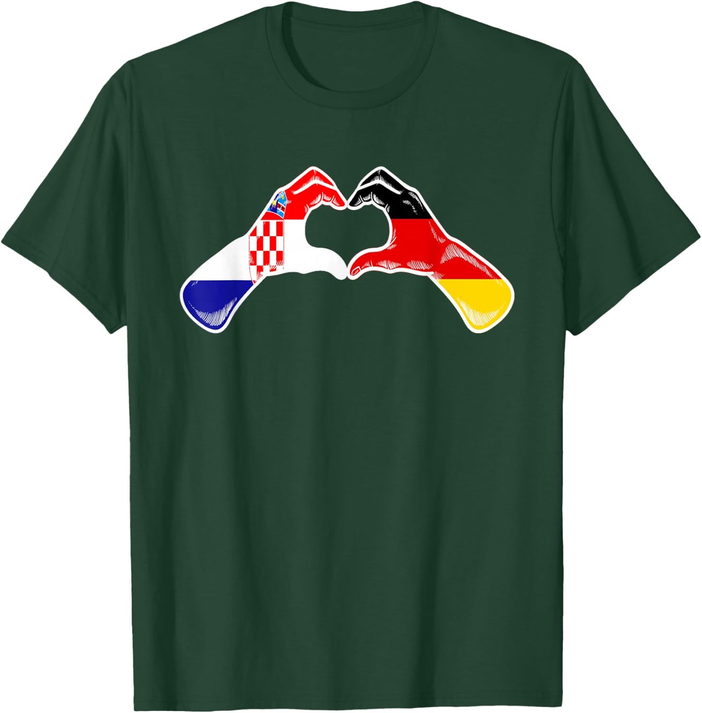 Kroatien Deutschland Flagge - Kroatisch Deutsches Herz T-Shirt - T-Shirt | Forest