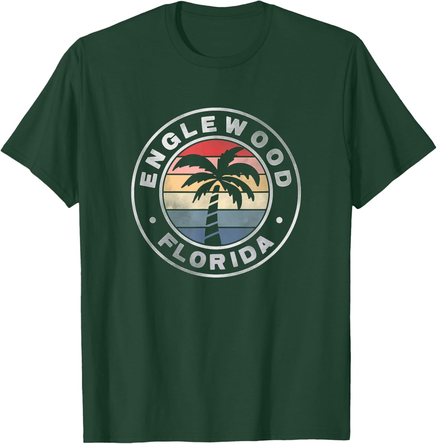 Englewood Florida Sunset Palm Trees Beach Retro Men Women T-Shirt - T-Shirt | Forest