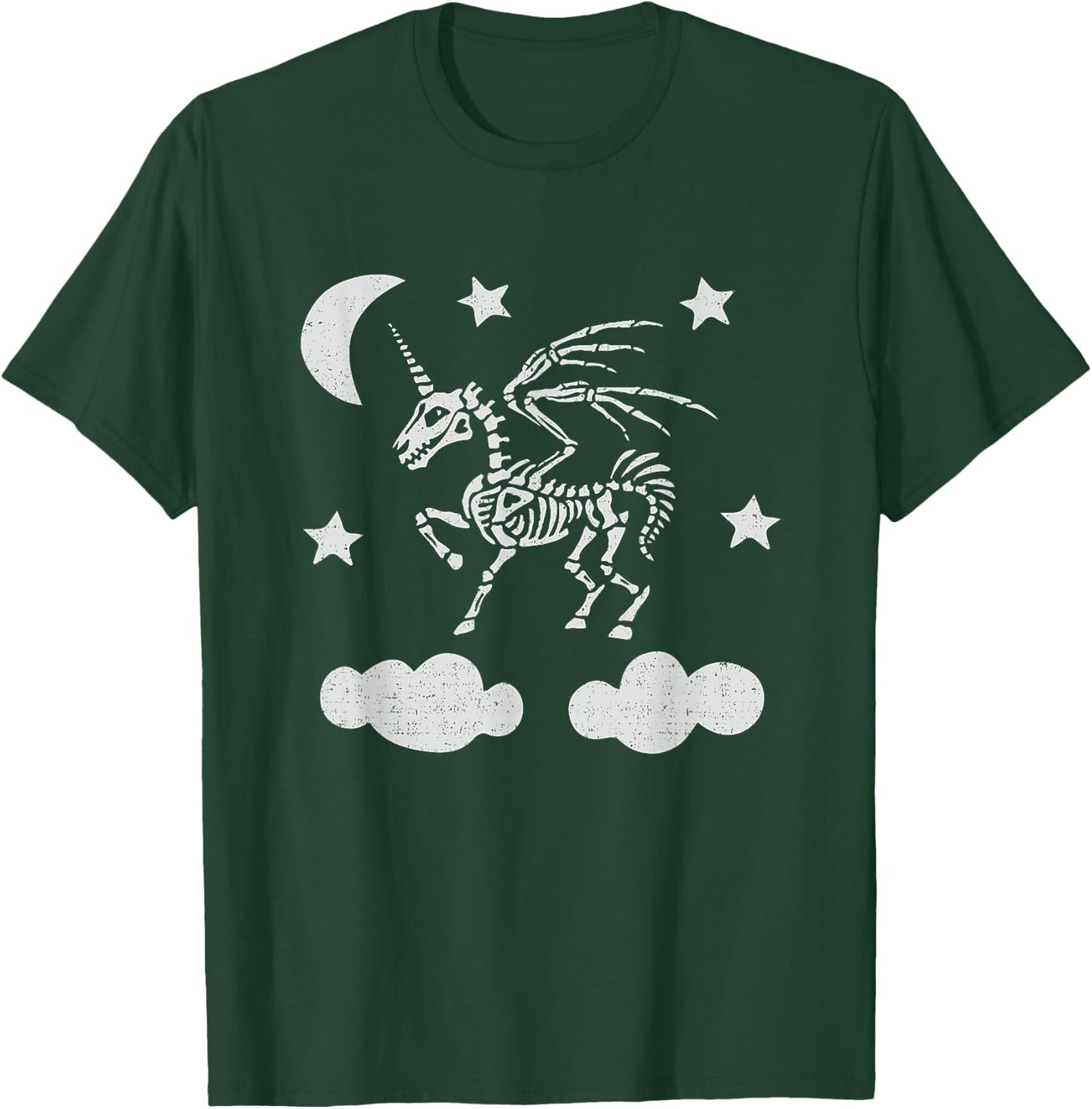 Unicorn Pegasus Skeleton Halloween Moon Stars T-Shirt - T-Shirt | Forest
