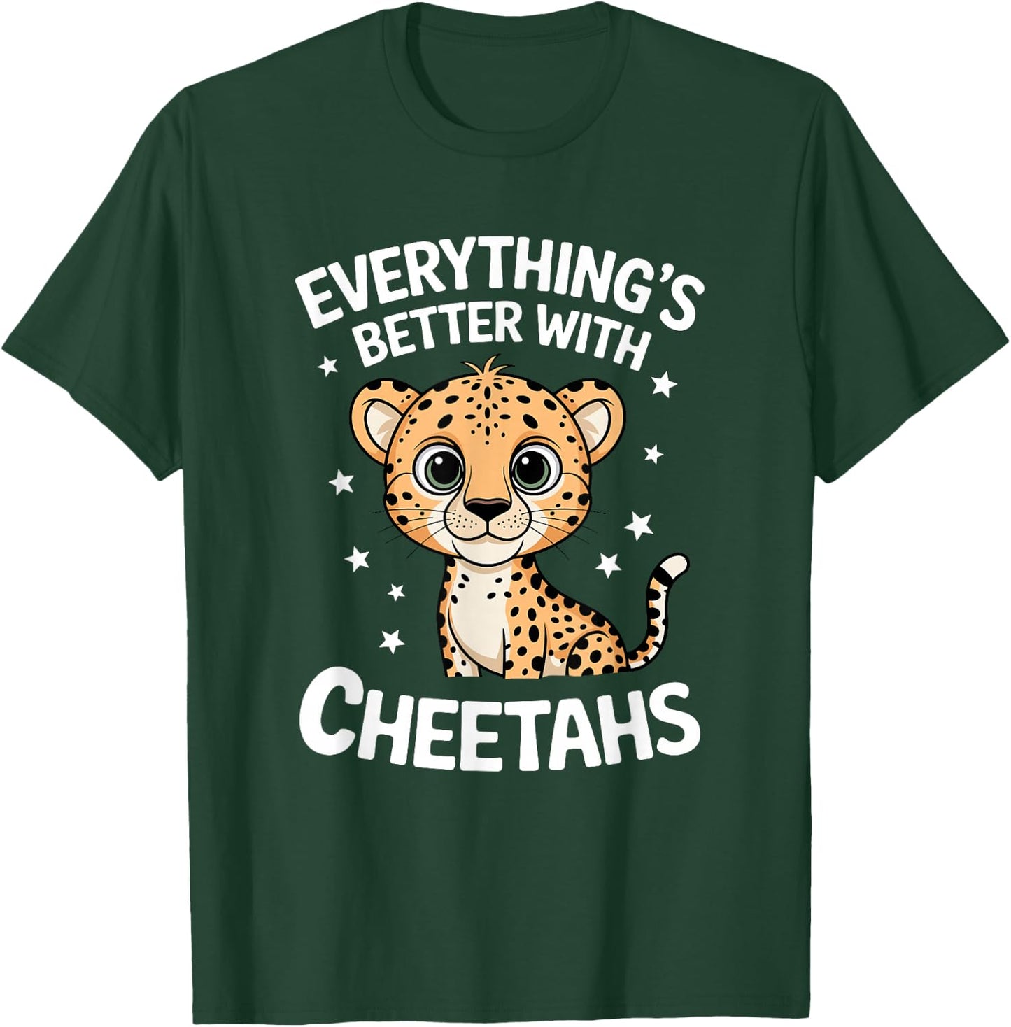 Cute Cheetah Lover Adults or Kids Boys Girls Cheetahs T-Shirt - T-Shirt | Forest