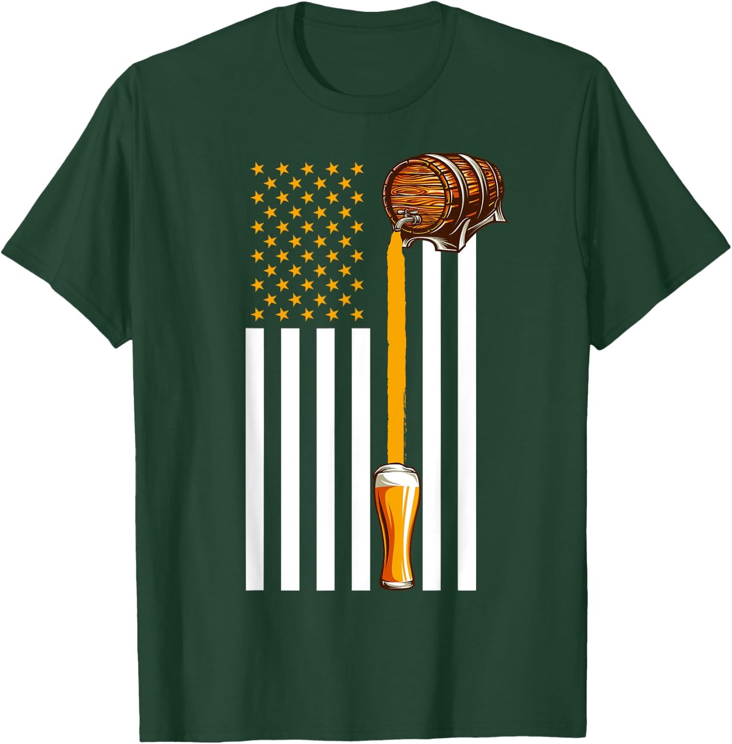 Funny Beer American Flag USA Patriotic 4th July Men T-Shirt - T-Shirt | Forest