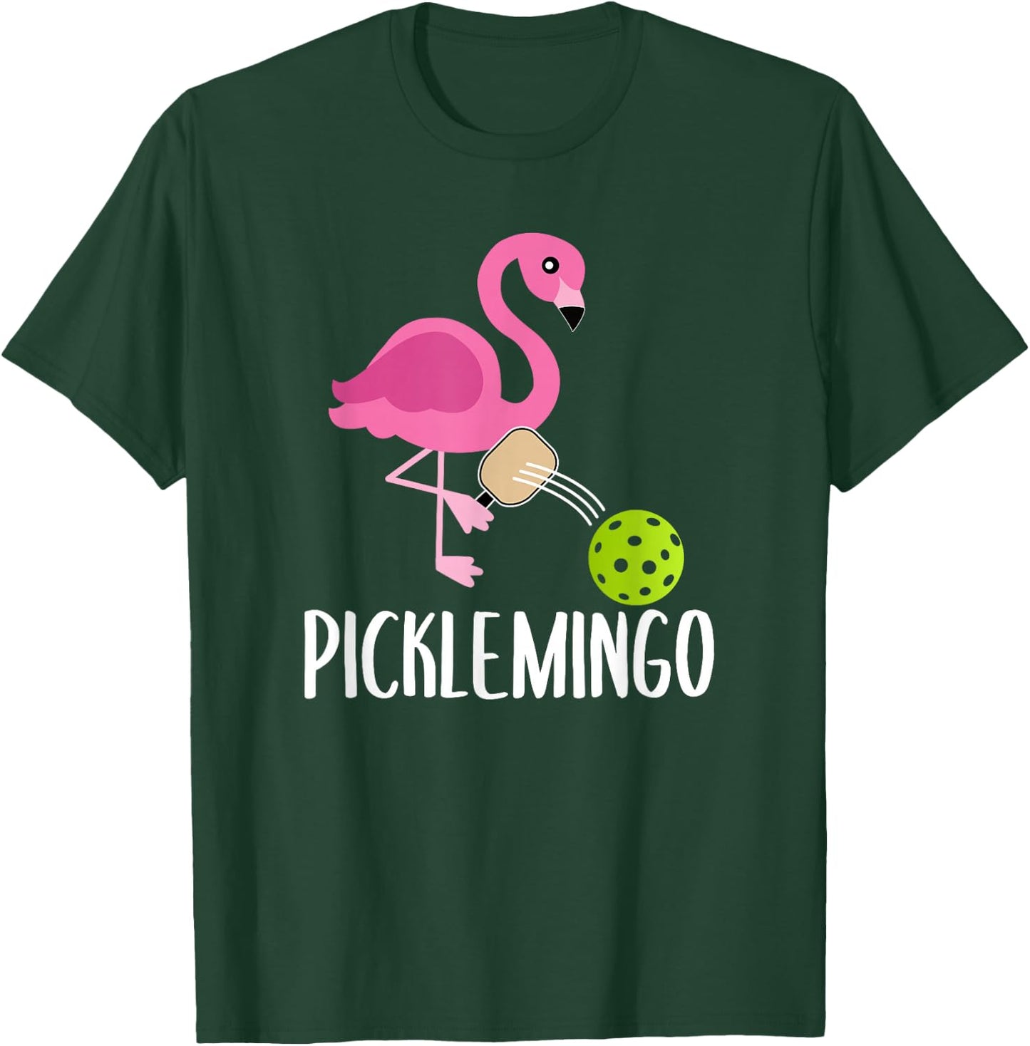 Pickleball Player Paddleball Lover Picklemingo Pink Flamingo T-Shirt - T-Shirt | Forest