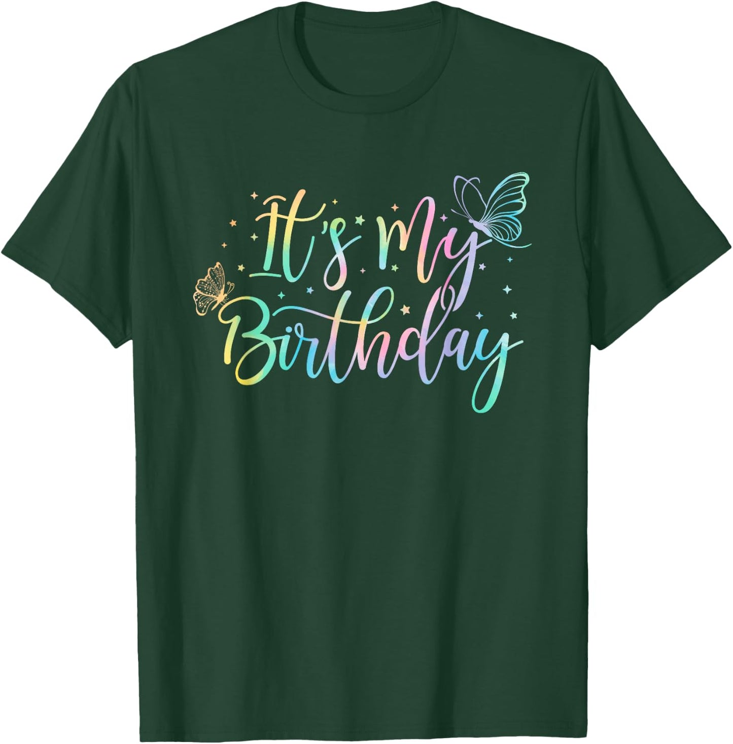 It's My Birthday Butterfly Tie Dye Birthday Party Women Girl T-Shirt - T-Shirt | Forest