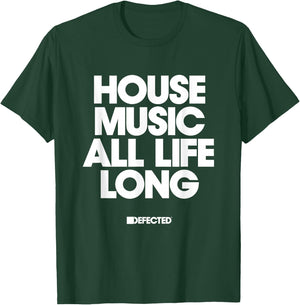 Defected House Music All Life Long White Text T-Shirt - T-Shirt | Forest