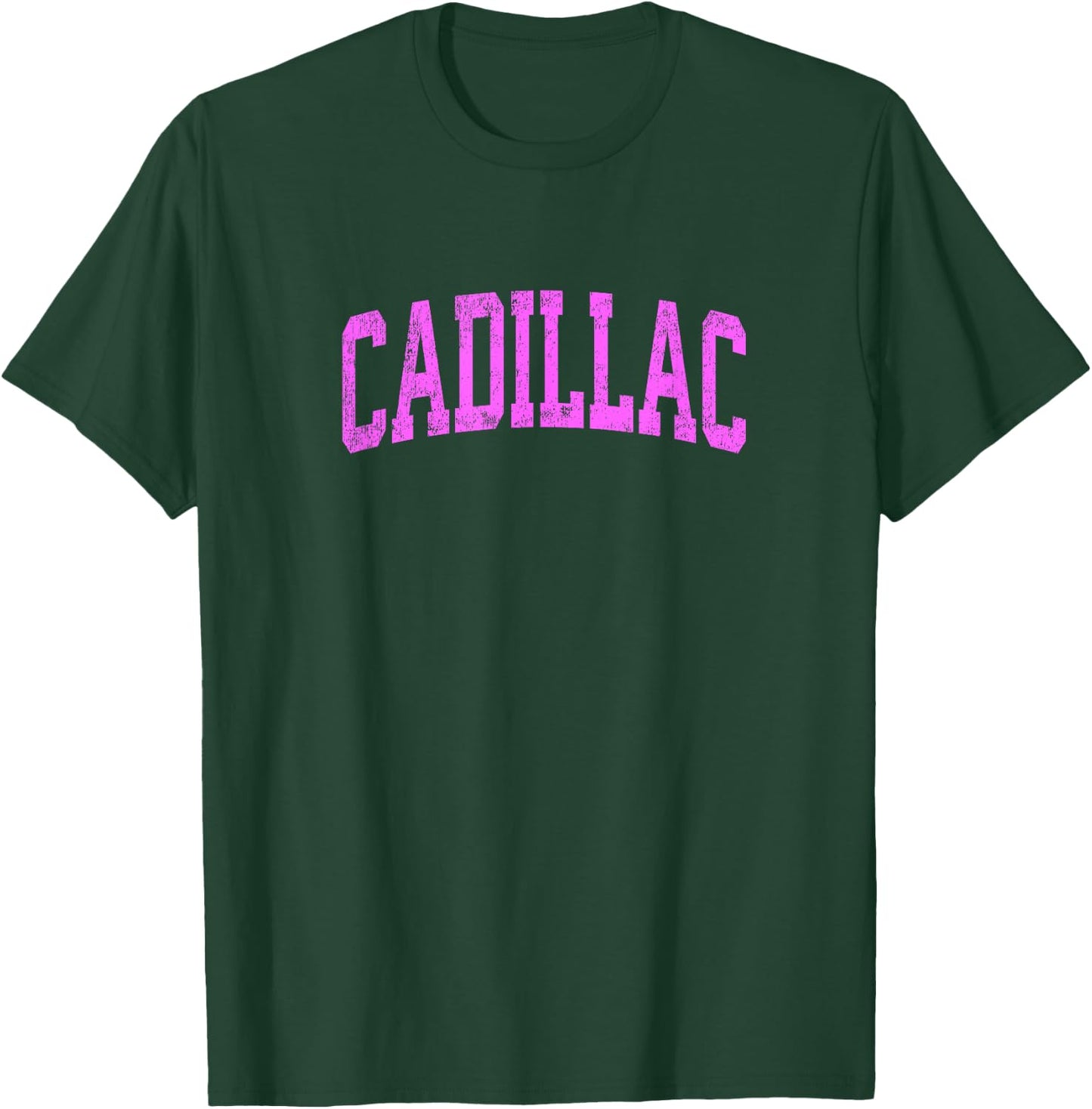 Cadillac Michigan MI Vintage Athletic Sports Pink Design T-Shirt - T-Shirt | Forest