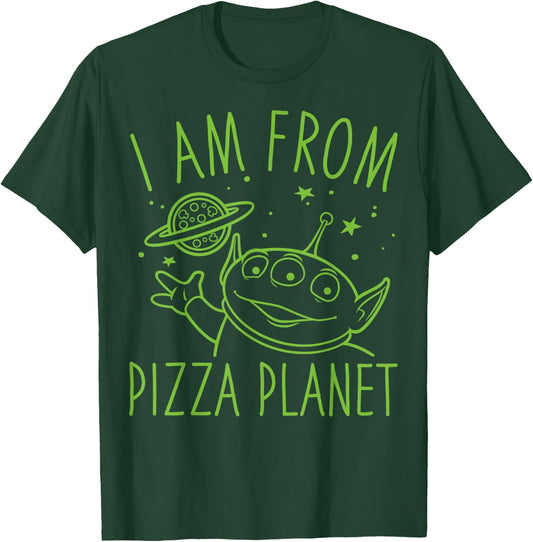 Disney Pixar Toy Story Neon Green Alien Pizza Planet Logo T-Shirt - T-Shirt | Forest