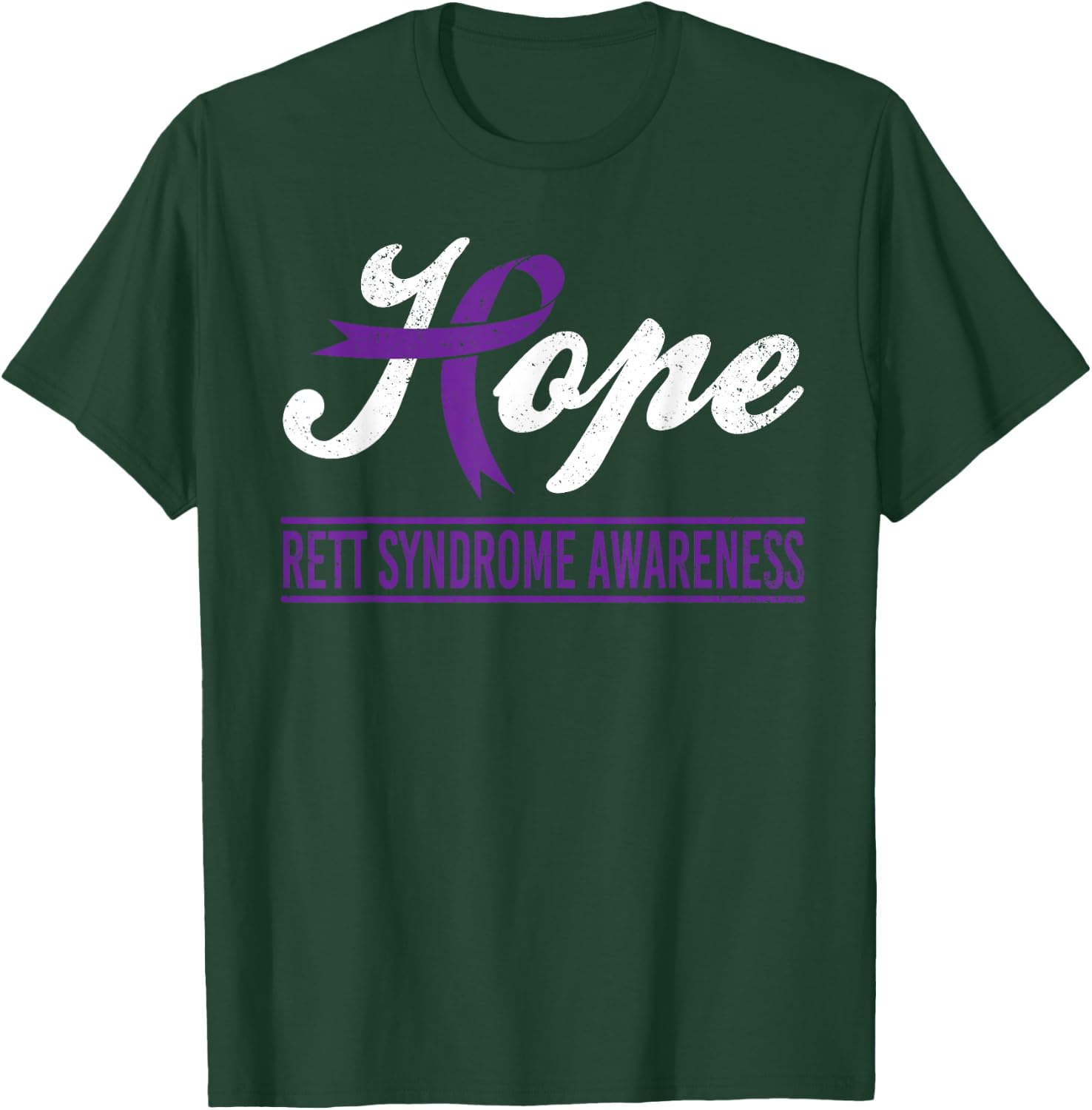 Hope Purple Ribbon Rett Syndrome Awareness Support Month T-Shirt - T-Shirt | Forest