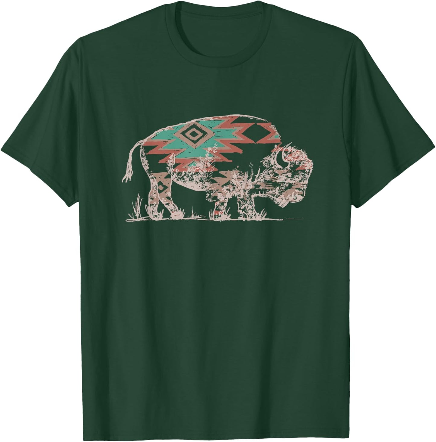 Buffalo Aztek T-Shirt - T-Shirt | Forest
