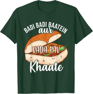 Badi Badi Baatein Vada Pav Khate Hindi Quote Meme India T-Shirt - T-Shirt | Forest