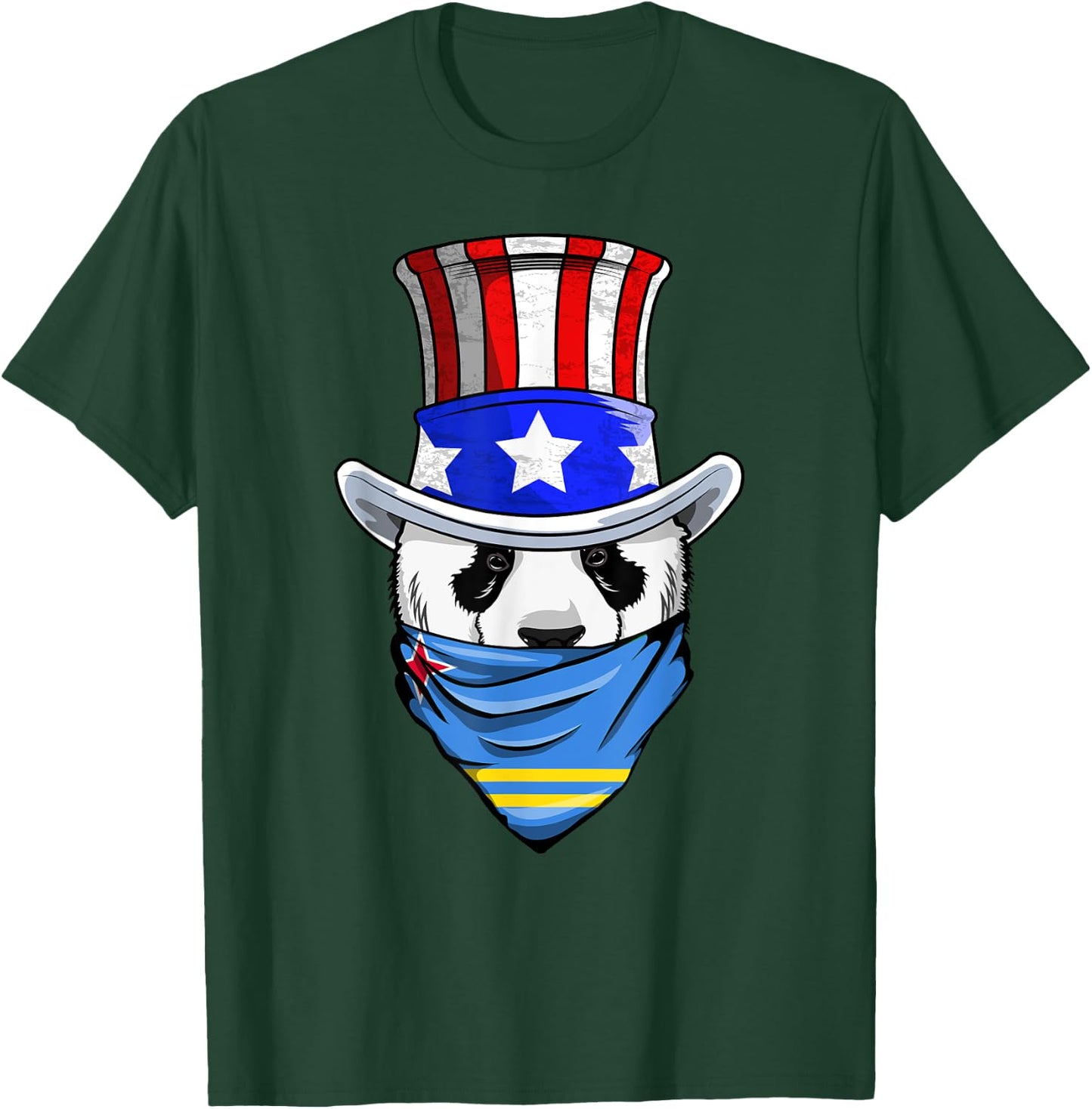 Aruban Panda Bear in Aruba Bandana Flag T-Shirt - T-Shirt | Forest