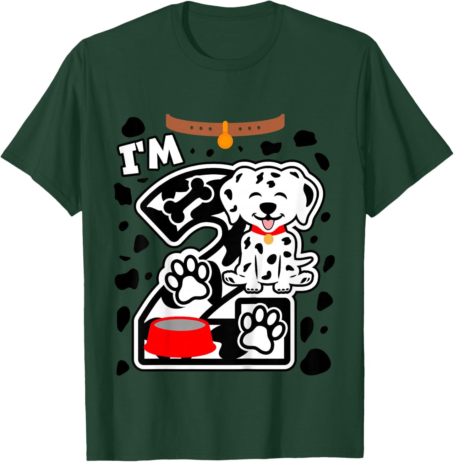 2nd Birthday Dalmatian Dog 2 Year Old Birthday Girls Boys T-Shirt - T-Shirt | Forest