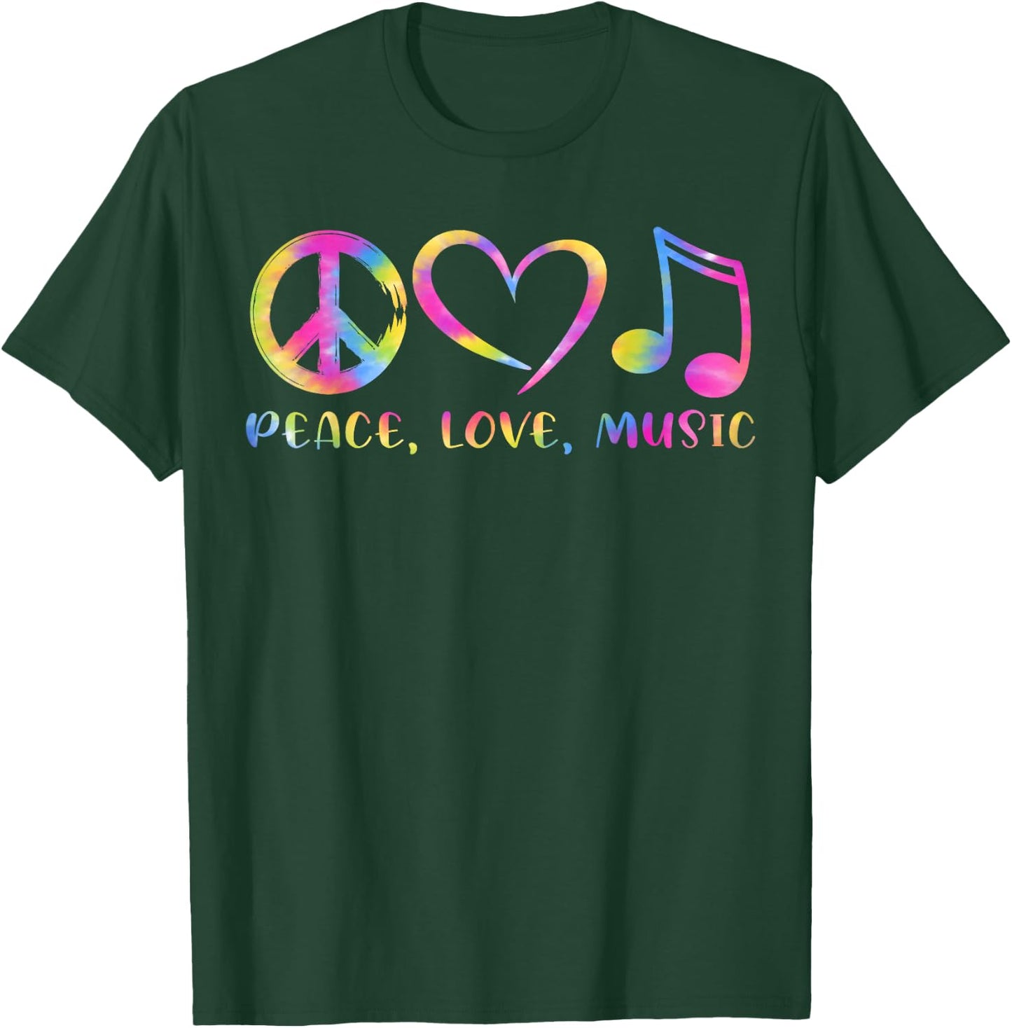 Cool Peace Love Music Tie Dye Men Women Kids T-Shirt - T-Shirt | Forest