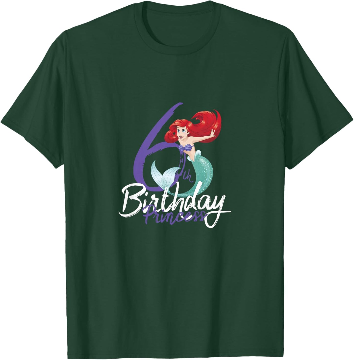 Kids Disney Princess Ariel The Little Mermaid 6th Birthday T-Shirt - T-Shirt | Forest