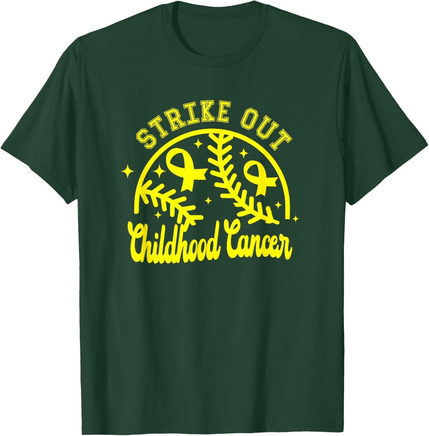 Childhood Cancer Warrior Strike Out Cancer Baseball Gameday T-Shirt - T-Shirt | Forest