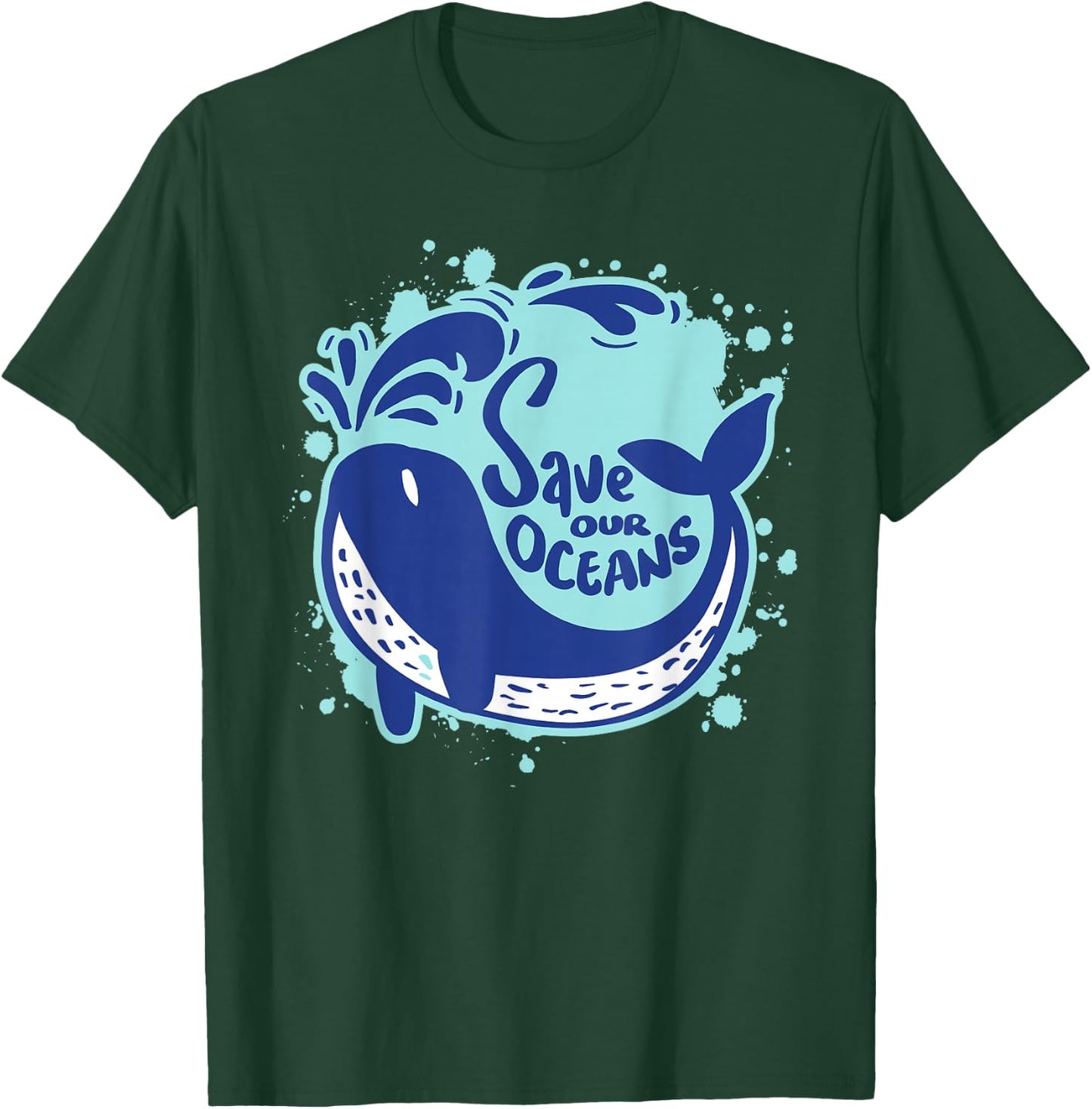 55th Anniversary Earth Day 2025 Save Our Oceans Blue Whale T-Shirt - T-Shirt | Forest