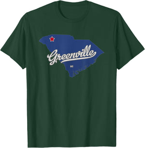 Greenville South Carolina SC Map T-Shirt - T-Shirt | Forest