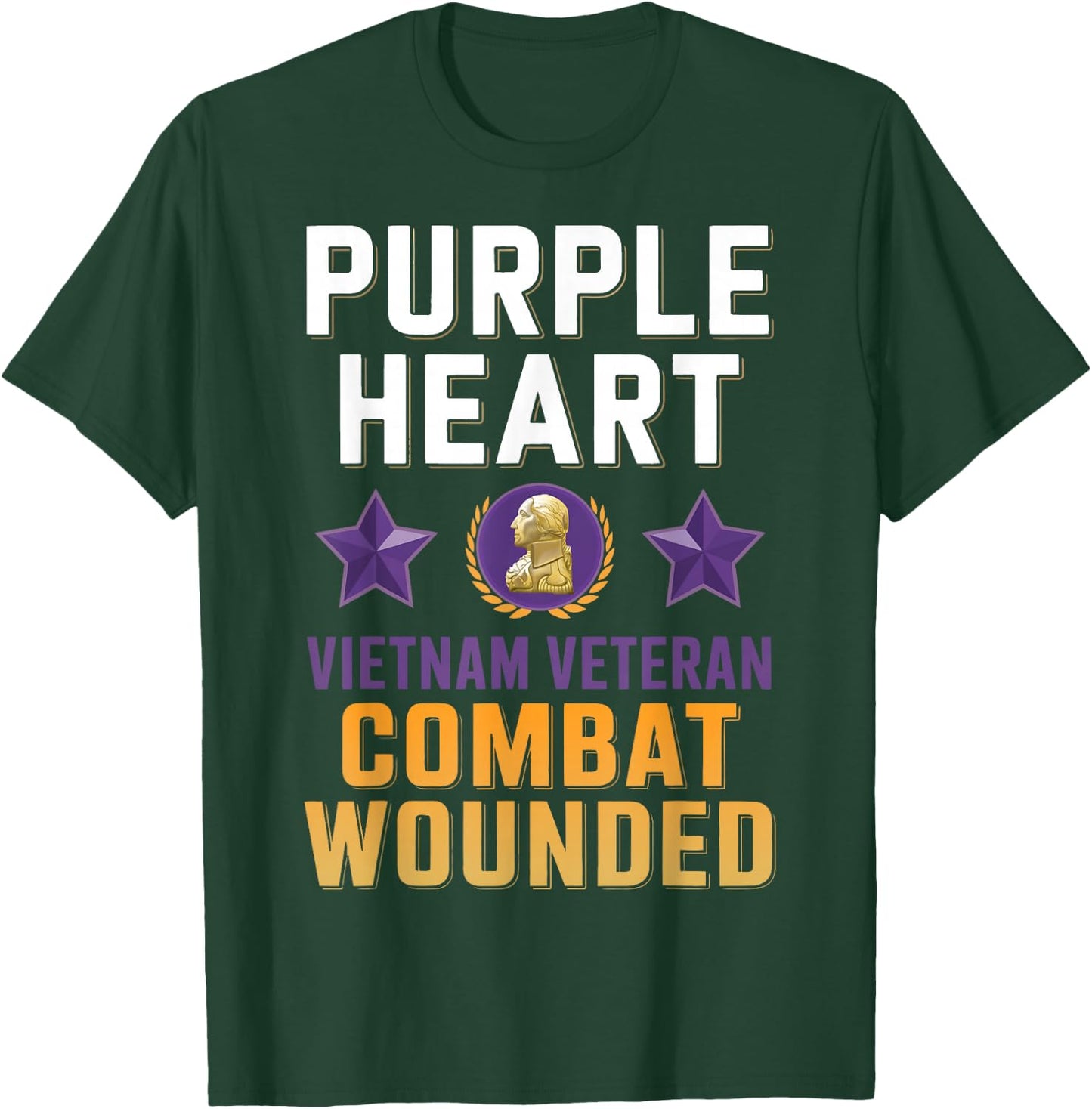 Purple Heart Vietnam Veteran Combat Wounded Proud Patriotic T-Shirt - T-Shirt | Forest