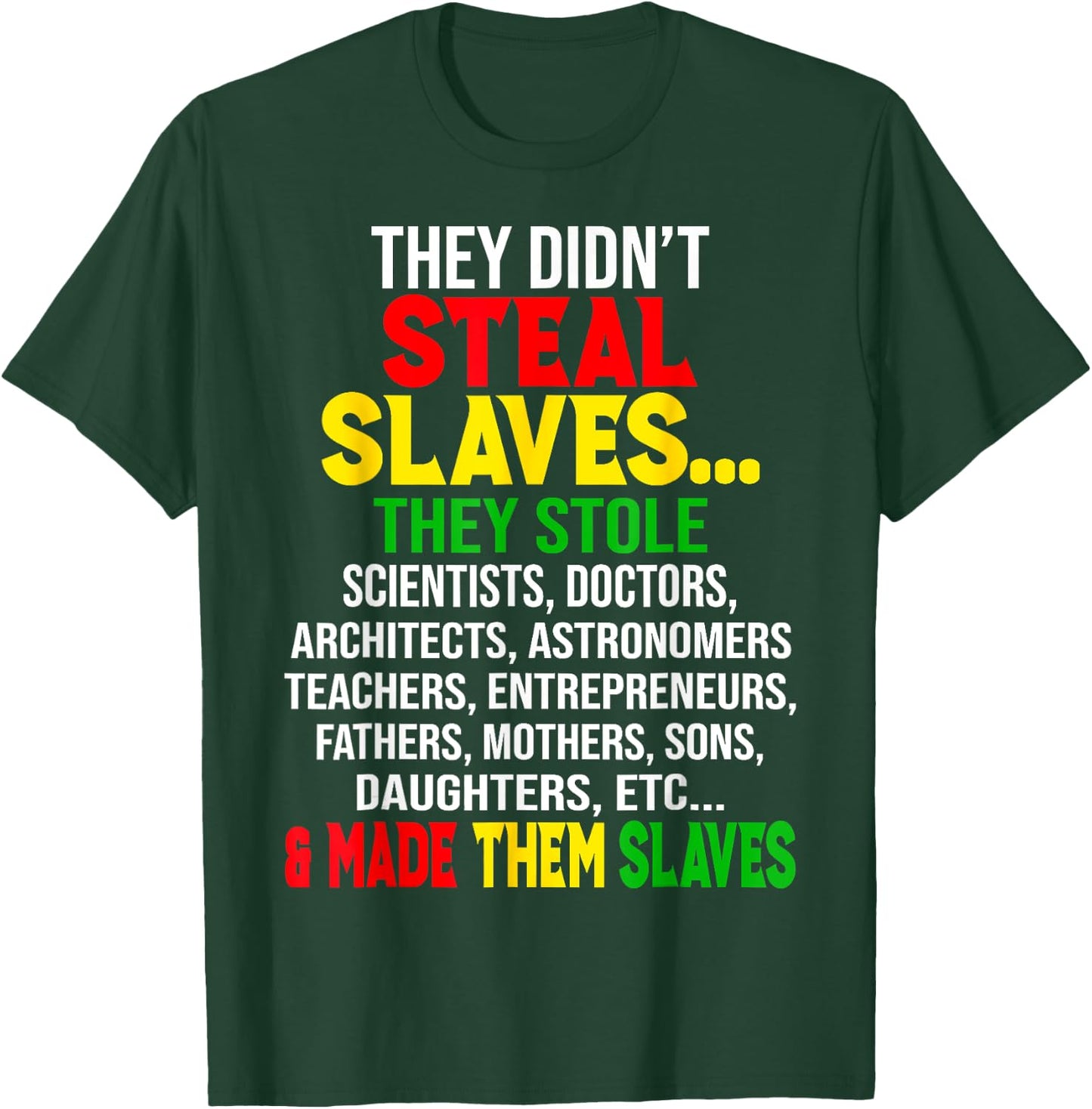 They Didnt Steal Slaves Black History Month Melanin African T-Shirt - T-Shirt | Forest