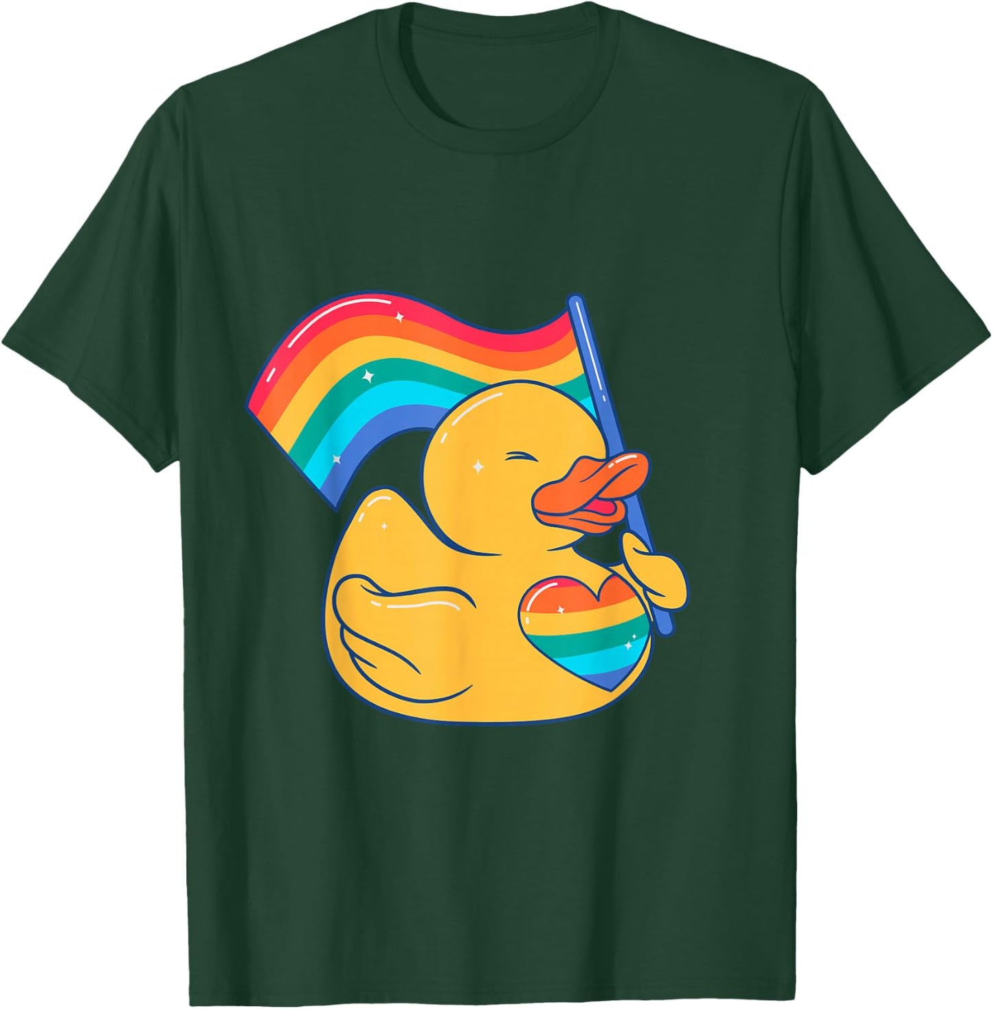 Rainbow Flag Rubber with Heart Style LGBT Gay Pride , Black, S T-Shirt - T-Shirt | Forest