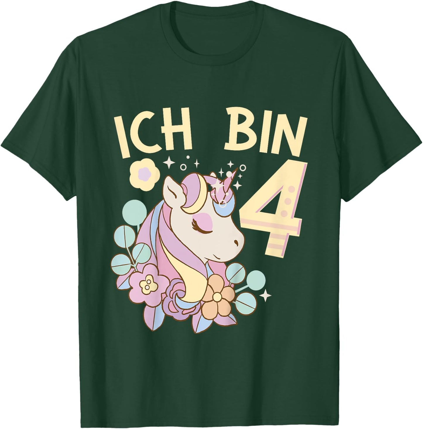 4th Birthday Unicorn Children's Birthday - Unicorn I Am 4 T-Shirt - T-Shirt | Forest