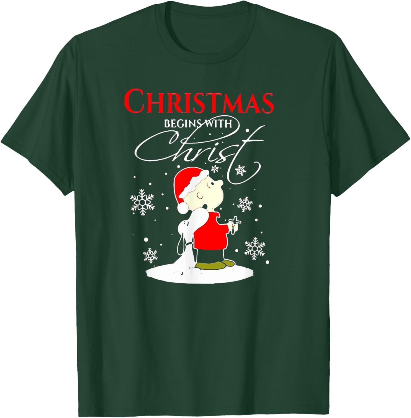 Christmas Begins With Christ Xmas Gift Holiday costume T-Shirt - T-Shirt | Forest