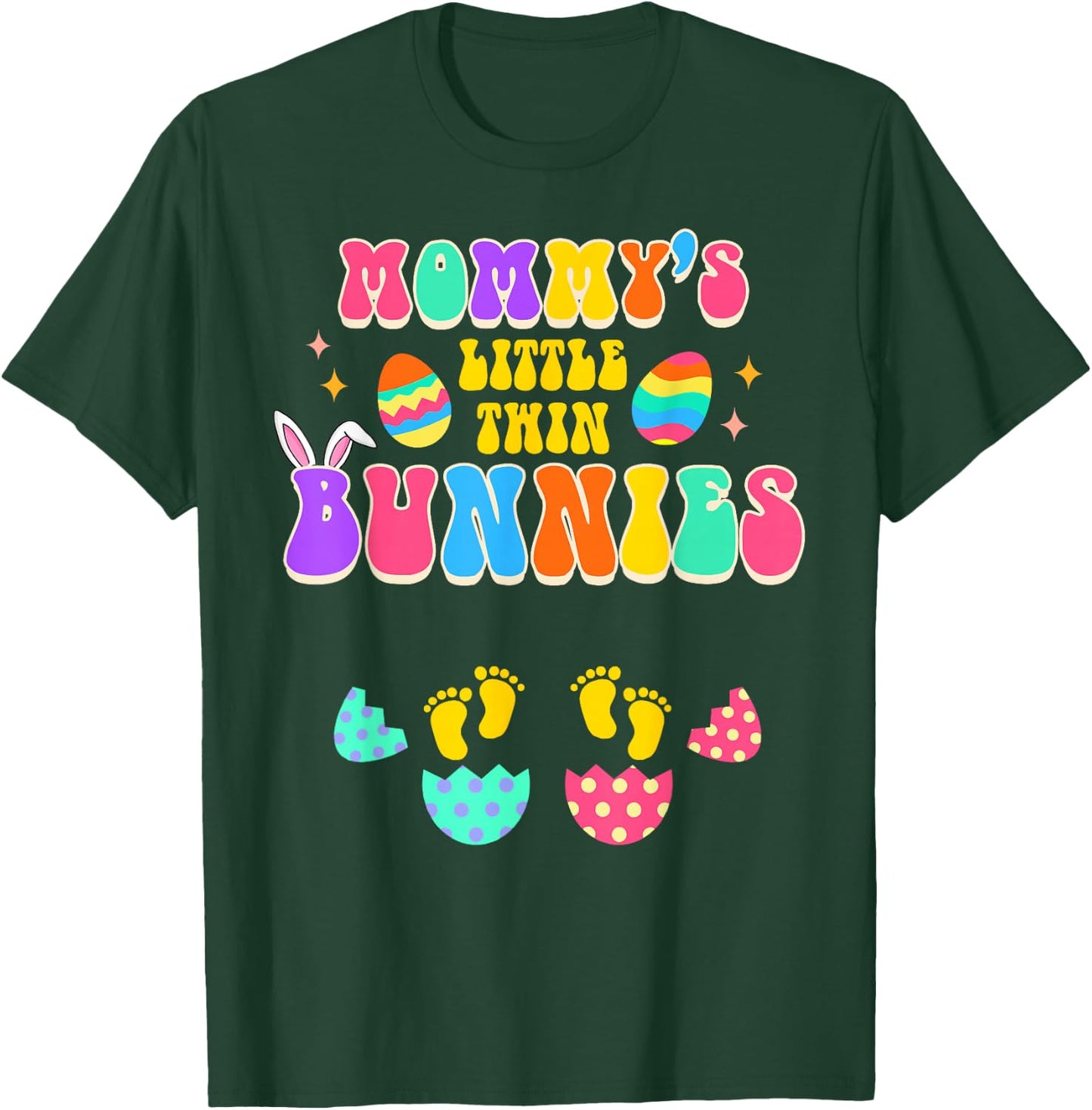 Easter Twin Mom Pregnancy Mommy's Little Twin Bunnies T-Shirt - T-Shirt | Forest