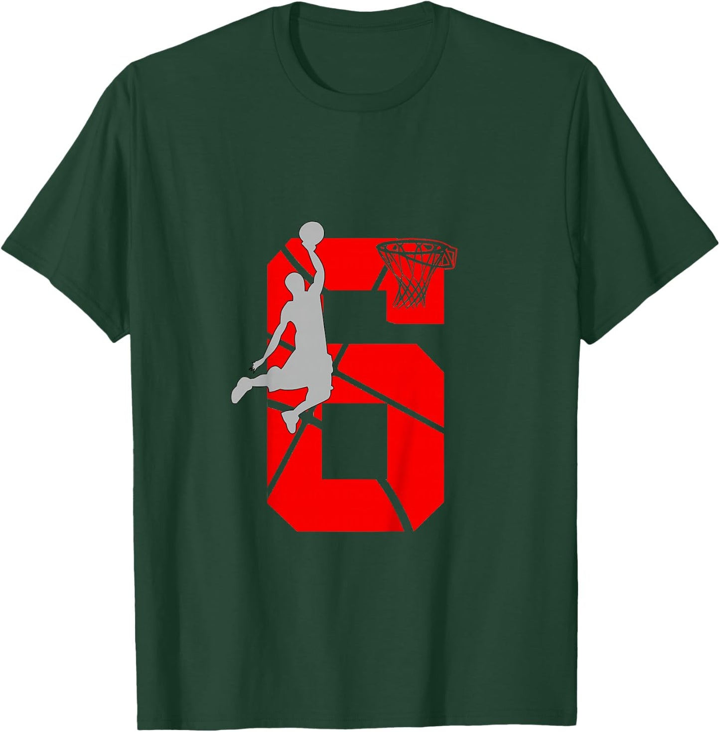 6 Year Old 6th Basketball Birthday PartyTheme Boys Girls T-Shirt - T-Shirt | Forest