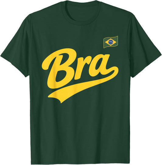 Brazil Vintage Script Fan T-Shirt - T-Shirt | Forest