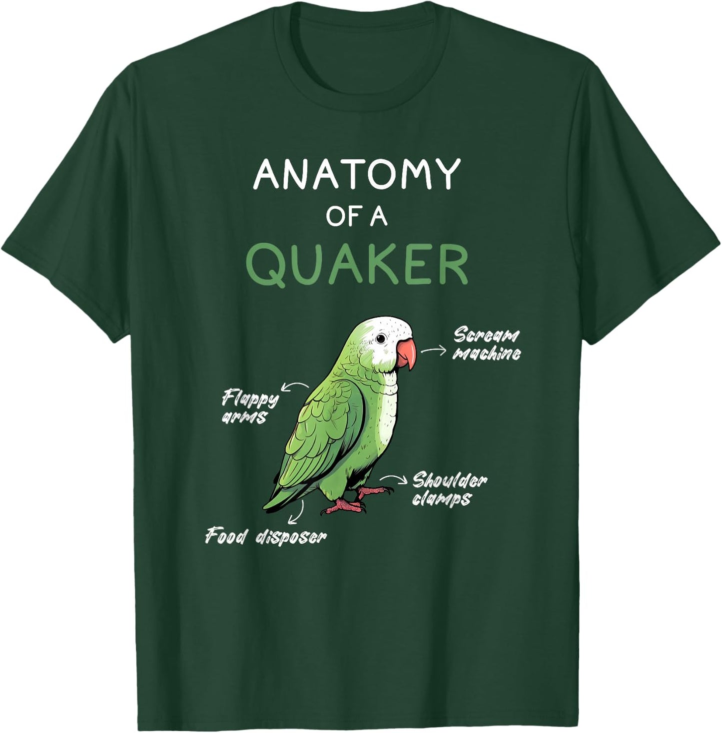 Quaker Shirt Funny Anatomy of a Quaker Parrot Monk Parrot T-Shirt - T-Shirt | Forest