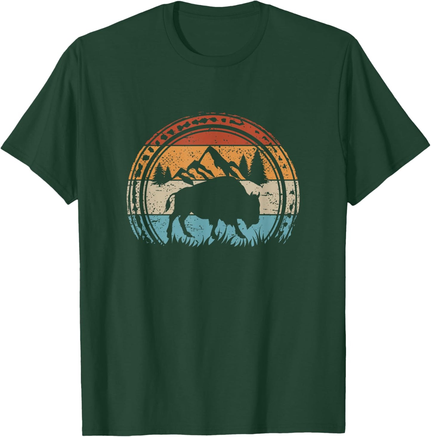 Retro Bison National Park Wildlife Vintage American Buffalo T-Shirt - T-Shirt | Forest