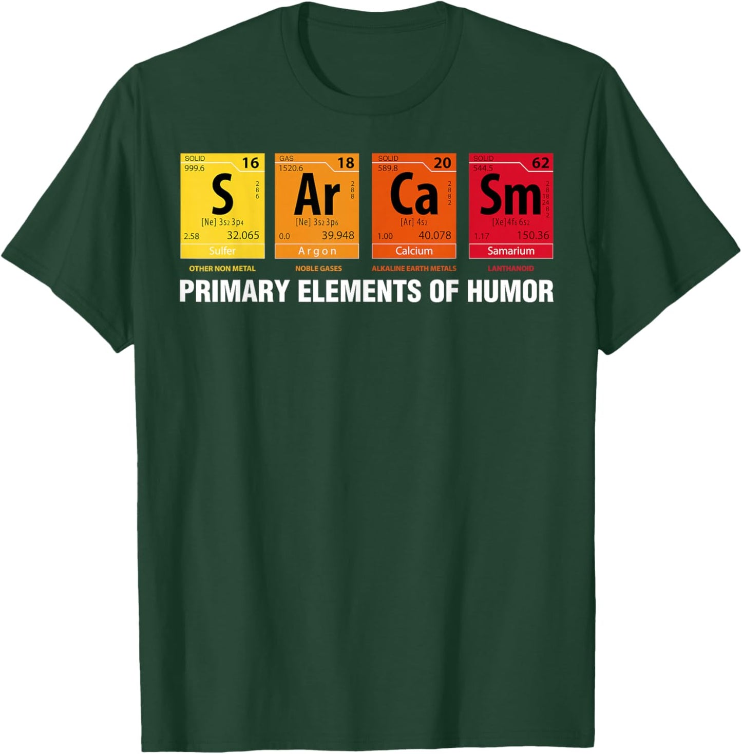 Sarcasm Elements of Humor Periodic Table T-Shirt - T-Shirt | Forest