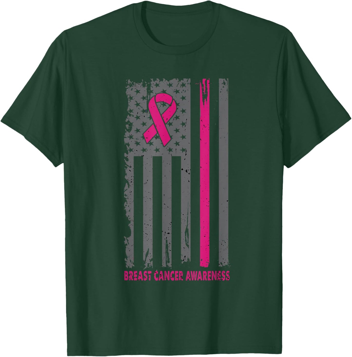 Breast Cancer Shirts American Flag Breast Cancer Awareness T-Shirt - T-Shirt | Forest
