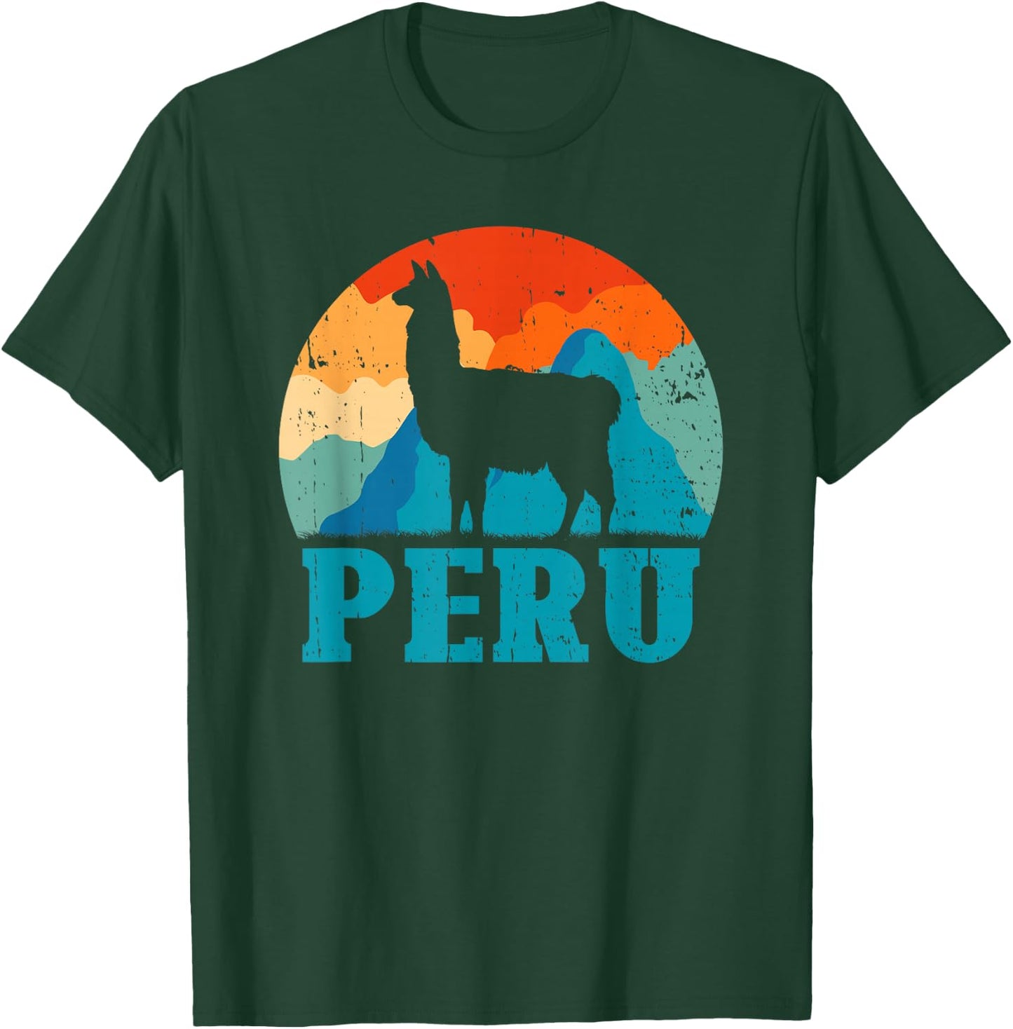 Peru Alpaca Retro Peruvian Llama T-Shirt - T-Shirt | Forest