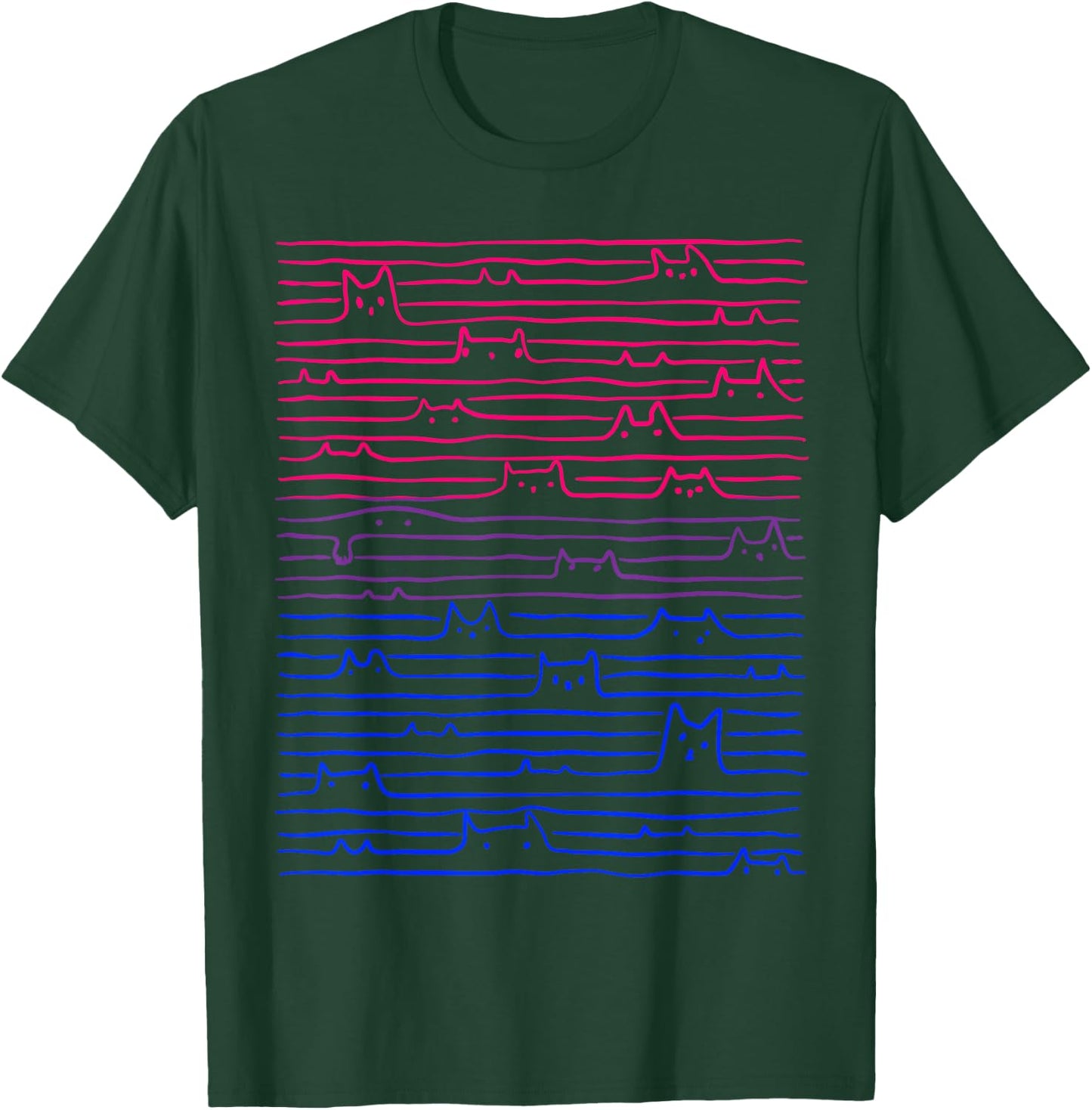 LGBT Bisexual Pride Flag Apparel Bi Pride Cat Line Flagge Bisexuell Damen Schwarz U-Ausschnitt Halbarm Klein EU 3ffd51ca-d0ed-4e35-9313-7170d928566c T-Shirt - T-Shirt | Forest