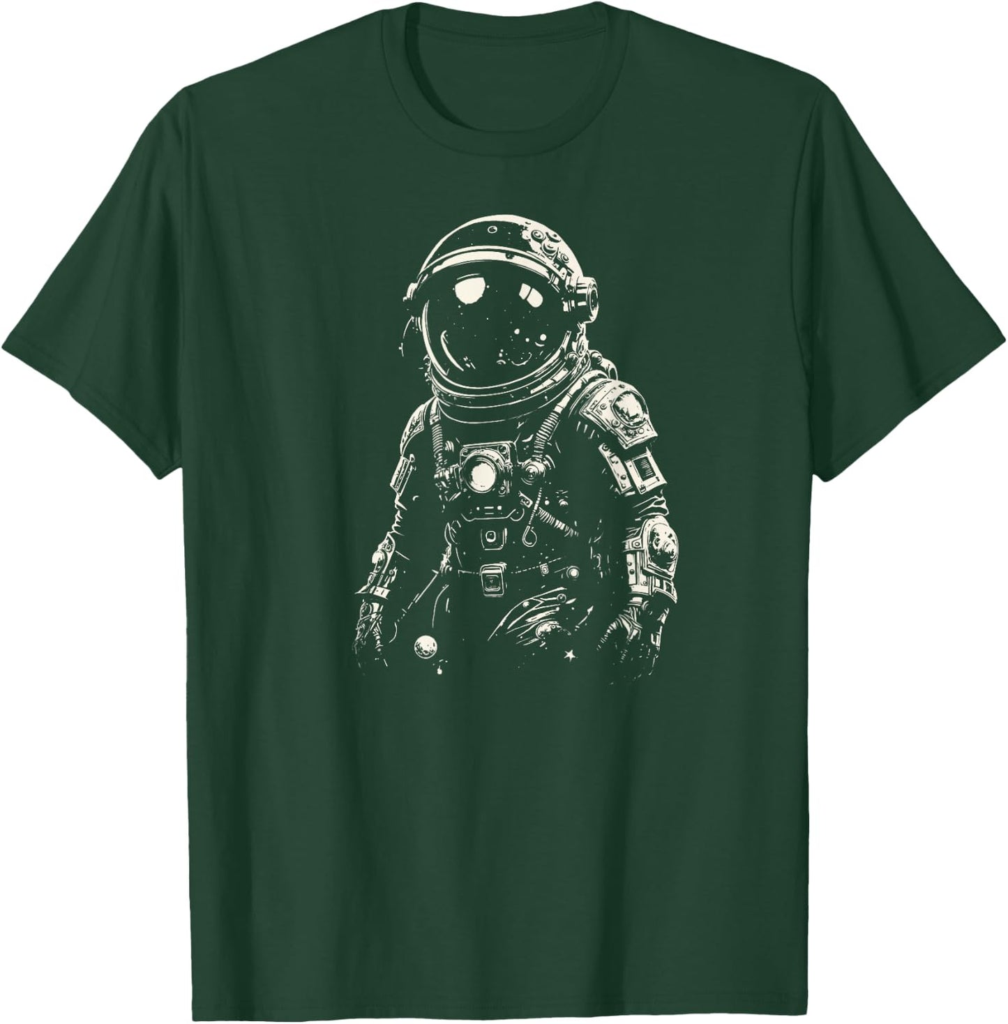 Vintage Black & White Astronaut - Retro Aesthetics Space T-Shirt - T-Shirt | Forest
