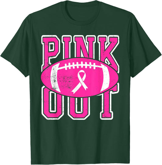 Pink Out American Football Tackle Breast Cancer Awareness T-Shirt - T-Shirt | Forest