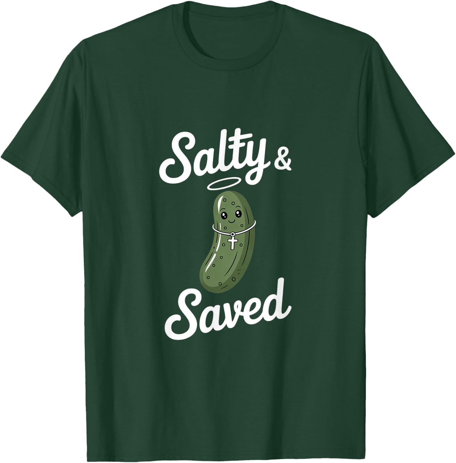 Salty and Saved Funny Christian Pickle Faith T-Shirt - T-Shirt | Forest
