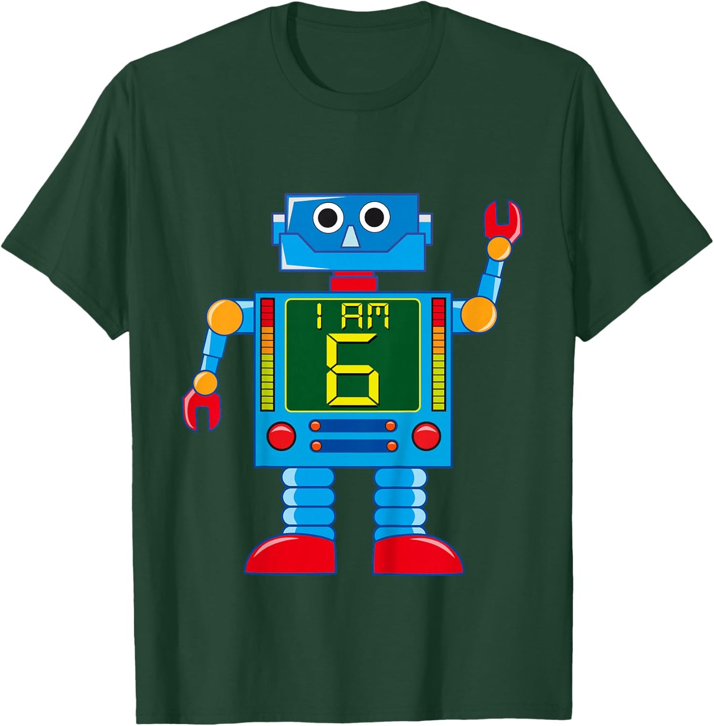 Attention. I am 6 years 6th birthday robot mechanics T-Shirt - T-Shirt | Forest