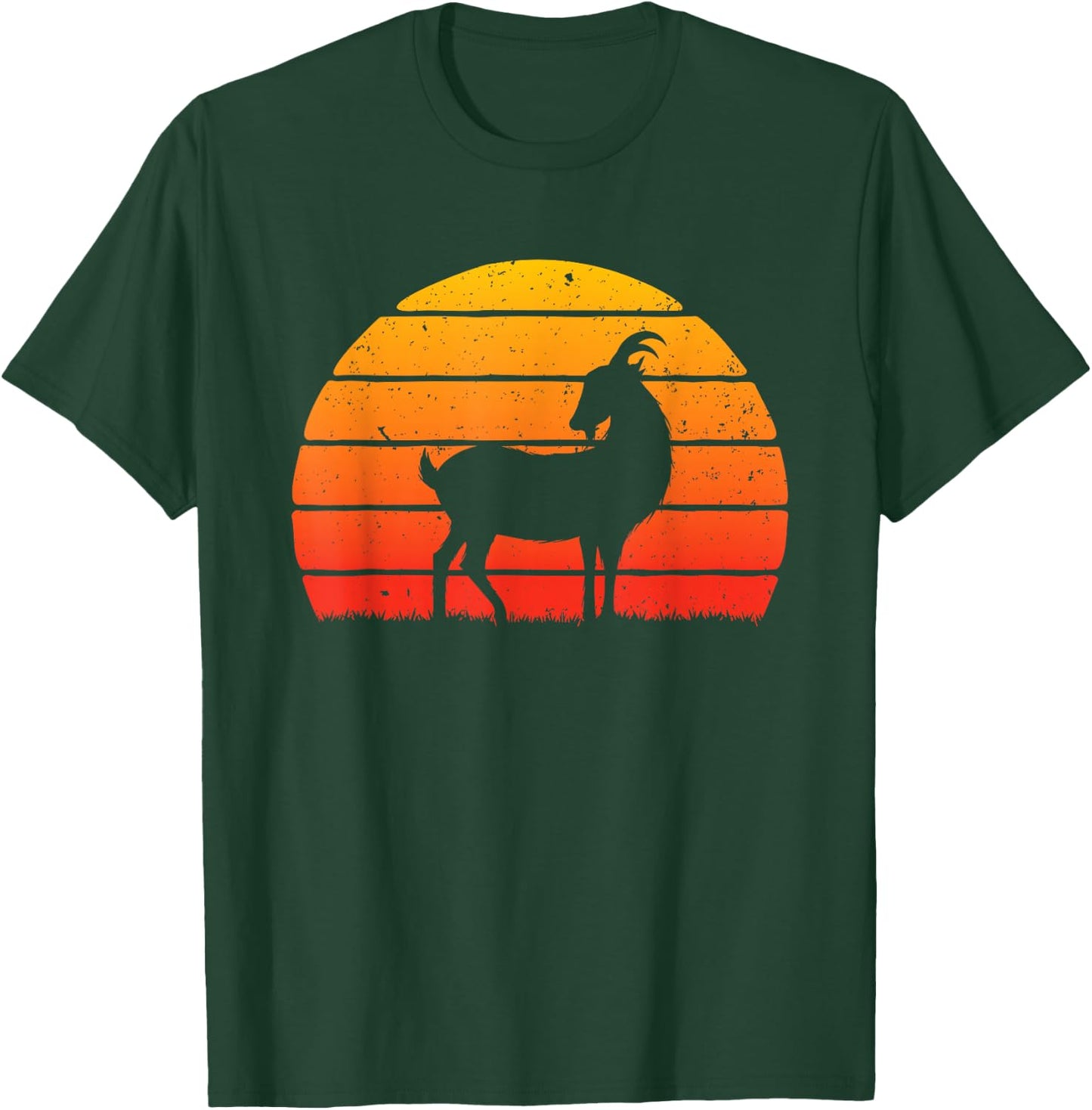 Retro Sunset Goat - Farm Animal Lover Farming Farm Rancher T-Shirt - T-Shirt | Forest