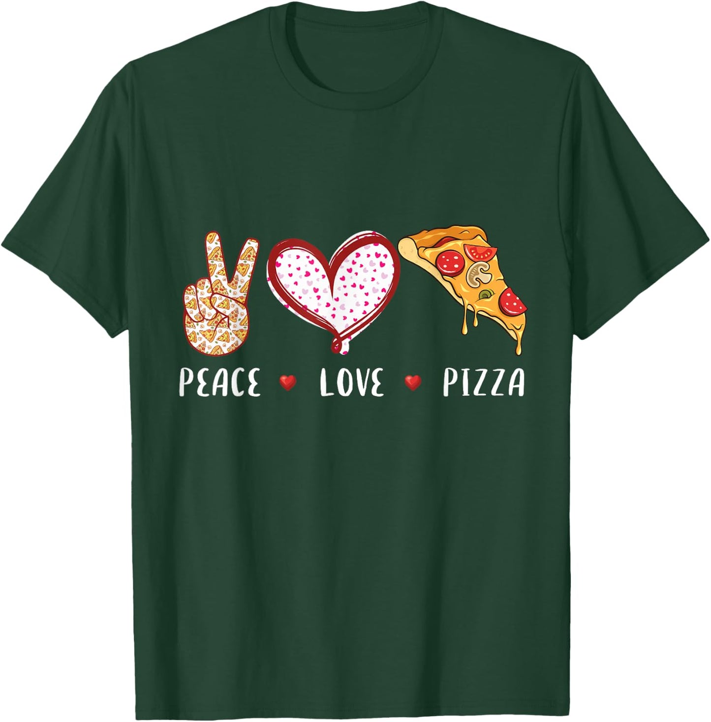 Peace Love Pizza Lovers Gifts Women Kids Boys Girls T-Shirt - T-Shirt | Forest