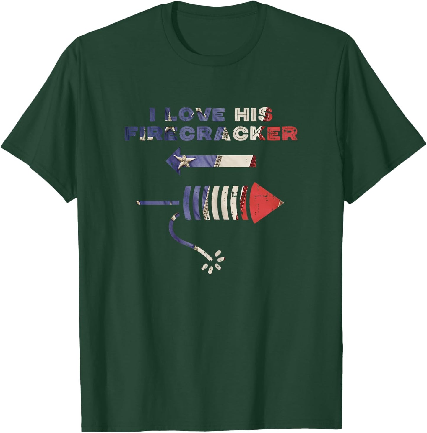 Love His Firecracker Matching Couple 4th Of July Girlfriend T-Shirt - T-Shirt | Forest
