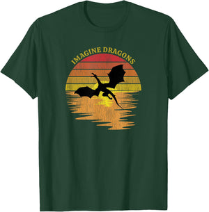 Imagine Magical and Mythical Fantasy Dragons In Sunset T-Shirt - T-Shirt | Forest