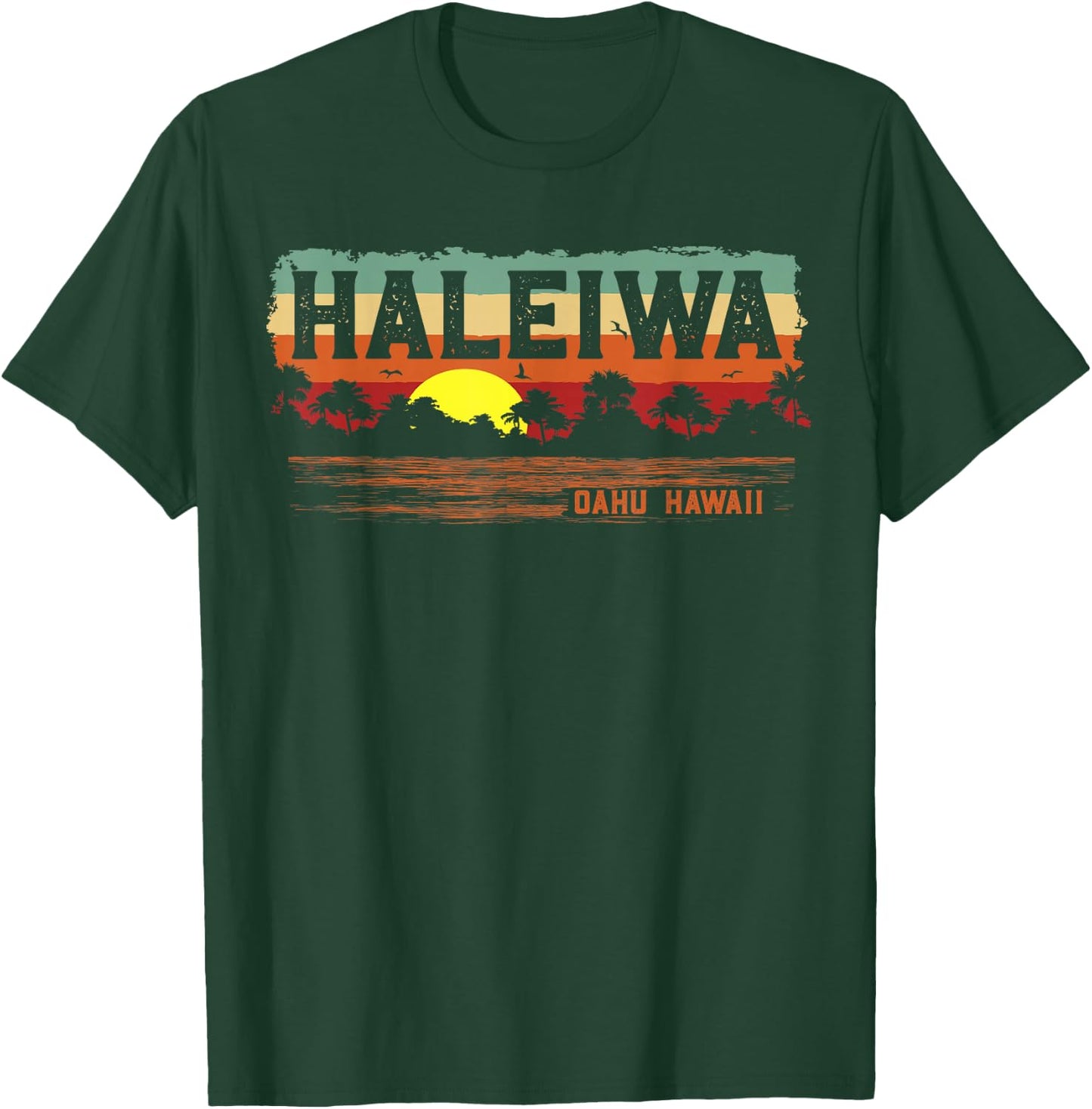 Tropical Vintage Haleiwa North Shore Oahu Hawaii T-Shirt - T-Shirt | Forest